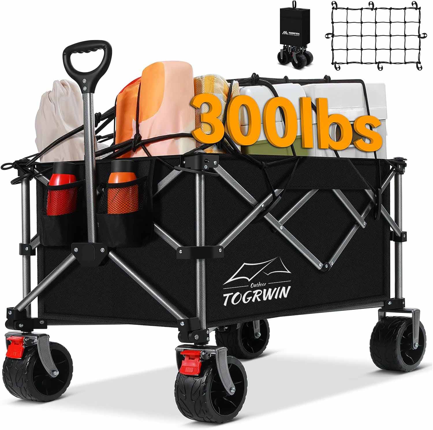 Torgwin Camping Cart Roldable All Terrain Wagon Pliant Beach Wagon