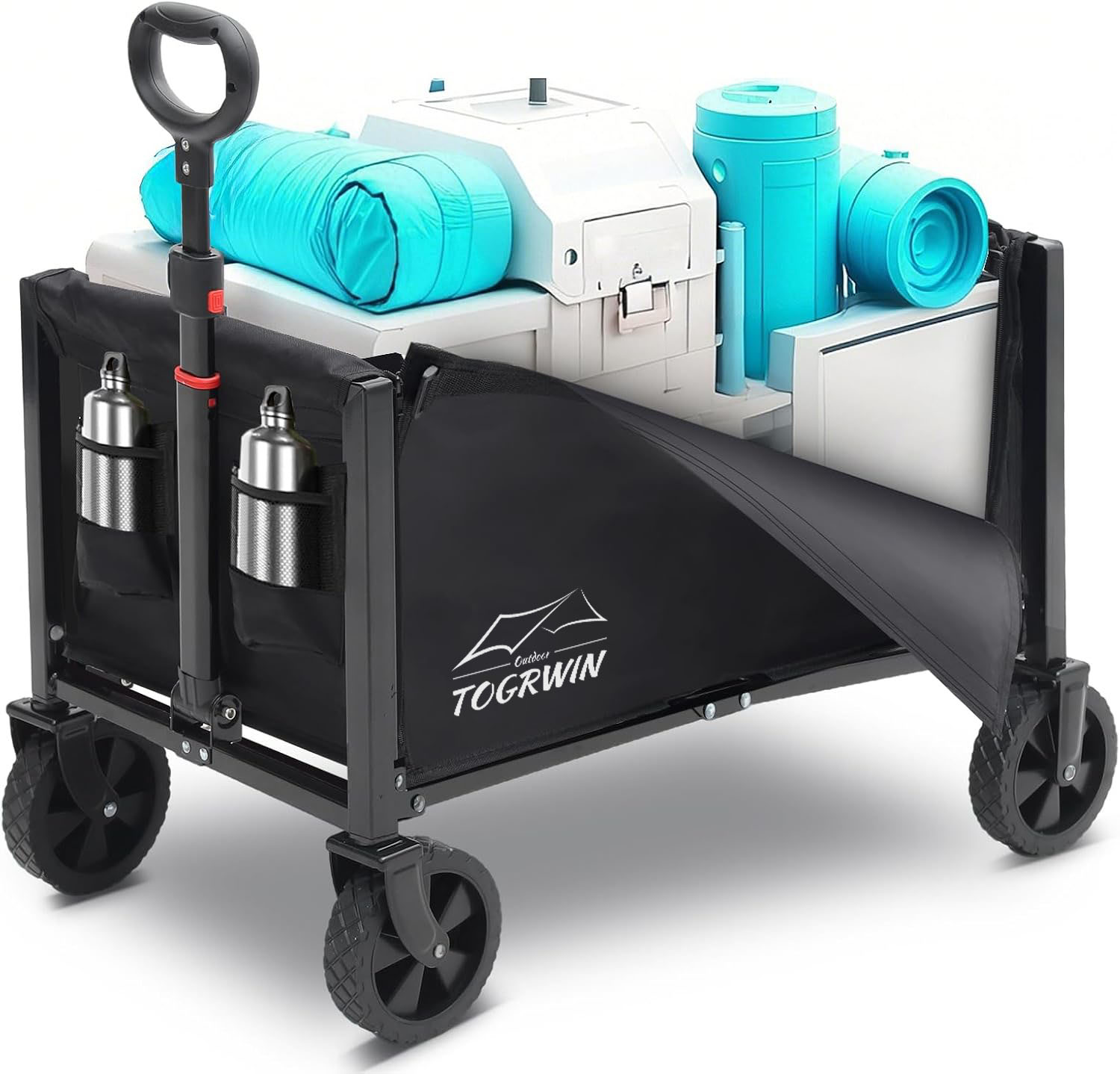 Chariot de wagon pliable 160L- 3 en 1 chariot de wagon pliable avec roues